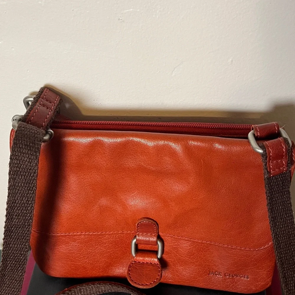Jack Georges Genuine Leather Burnt Brown‎ Voyager Wallet on String Crossbody Bag